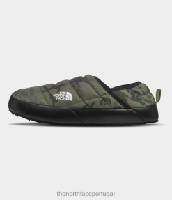 calçados The North Face homens mules de tração termoball v estampa camuflada de mato de tomilho/tomilho 8T02T1127