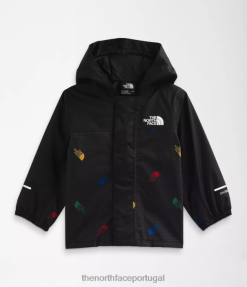 roupas The North Face bebê jaqueta de chuva antora impressão de grade de logotipo preto jogado tnf 8T02T588