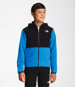 roupas The North Face crianças jaqueta com capuz e zíper completo glacier azul super sônico 8T02T522