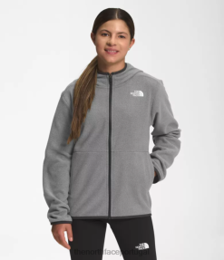 roupas The North Face crianças jaqueta com capuz e zíper completo glacier tnf urze cinza médio 8T02T519