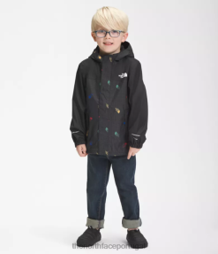 roupas The North Face crianças jaqueta de chuva antora impressão de grade de logotipo preto jogado tnf 8T02T90