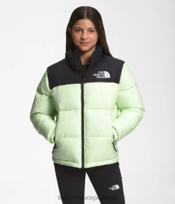 roupas The North Face crianças Jaqueta nuptse retrô 1996 creme de limão 8T02T908