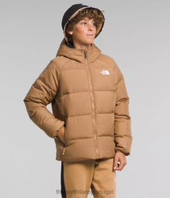 roupas The North Face crianças jaqueta reversível com capuz north down manteiga de amêndoa 8T02T819