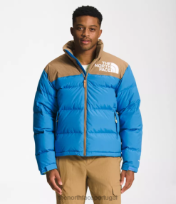 roupas The North Face homens 92 nuptse de alta tecnologia de baixa fidelidade azul super sônico/marrom utilitário 8T02T828