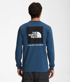 roupas The North Face homens camiseta box nse manga longa azul sombreado/preto tnf 8T02T1207
