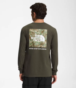 roupas The North Face homens camiseta box nse manga longa novo taupe verde/oliva militar pontilhado camo prnt 8T02T1211