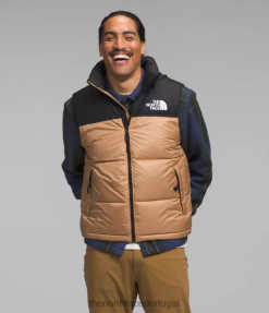 roupas The North Face homens Colete retrô nuptse 1996 manteiga de amêndoa 8T02T291