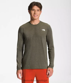 roupas The North Face homens passear de manga comprida nova urze verde taupe 8T02T25