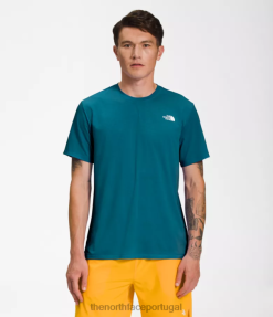 roupas The North Face homens passear de manga curta coral azul 8T02T1260