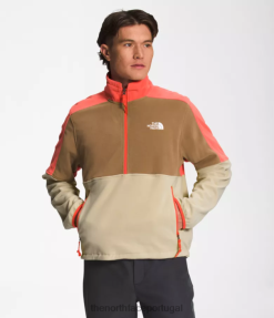 roupas The North Face homens tnf polartec 100 -zip cascalho/marrom utilitário/laranja retrô 8T02T304