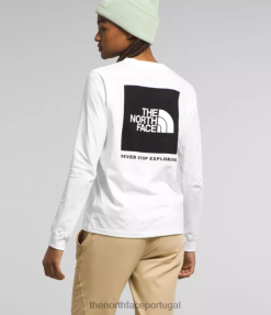 roupas The North Face mulheres camiseta box nse manga longa tnf branco/tnf preto 8T02T678