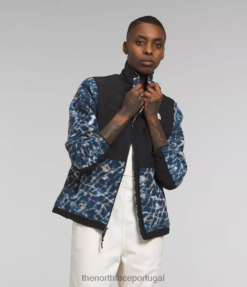 roupas The North Face mulheres jaqueta denali distorção de água pervinca empoeirada letras pequenas/marinha de cimeira 8T02T146