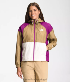roupas The North Face mulheres jaqueta hidrenalina 2000-25'' comprimento pedra cáqui/flor de cacto roxo/gardénia branca 8T02T674
