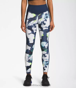 roupas The North Face mulheres meia-calça Dune Sky estampa floral abstrata azul marinho smmt 8T02T384