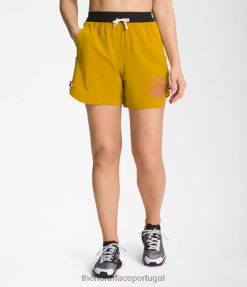 roupas The North Face mulheres shorts trailwear okt arrowwood amarelo/gardénia branco 8T02T626