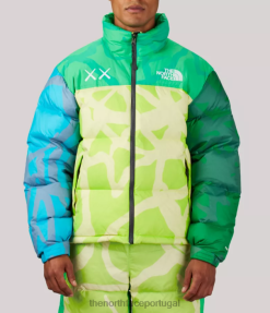 roupas The North Face unissex jaqueta tnf x kaws retro 1996 nuptse impressão nuptse verde de segurança kw 8T02T591